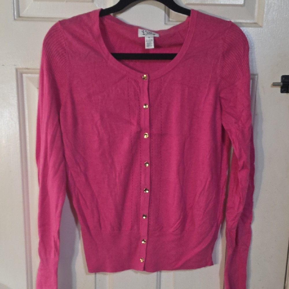 Lilly Pulitzer Pink Cardigan With Gold Buttons
